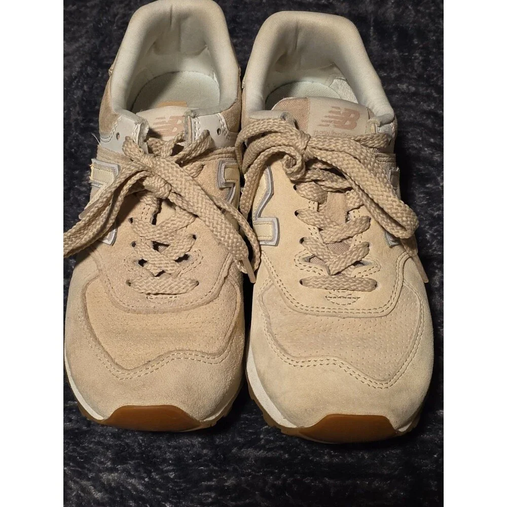New Balance 574 Shoes Women's Size 6.5 Tannish Suede Mesh ENCAP WL574DL2 Laces